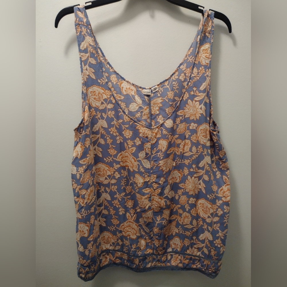 Melrose and Market Blue and Beige Floral Cold-Shoulder Camisole
